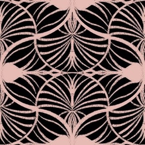 Elegant Art Deco Geometric: Gouache Scallops, Blush Pink, Black, Medium