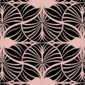 Elegant Art Deco Geometric: Gouache Scallops, Blush Pink, Black, Small 