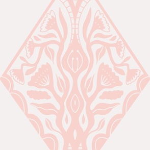 Large - Pastel pink art deco diamond floral wallpaper