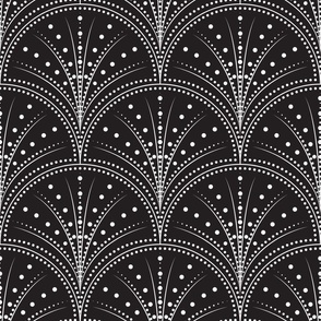 Vintage Hollywood Glamour - Black and White - 1920s Geometric Art Deco Luxurious Retro Scallop