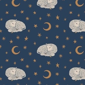 Sheep Dreams - Medium - Calm Navy Blue & Natural Cotton White - Twinkling Night