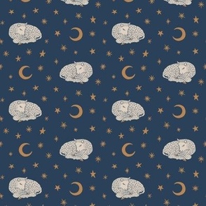 Sheep Dreams - Small - Calm Navy Blue & Natural Cotton White - Twinkling Night