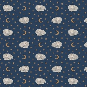 Sheep Dreams - Micro - Calm Navy Blue & Natural Cotton White - Twinkling Night