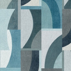 Modern Geometric Abstract Blocks - Blue, Large Scale