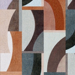 Modern Geometric Abstract Blocks - Vibrant Orange & Grey, Large Scale