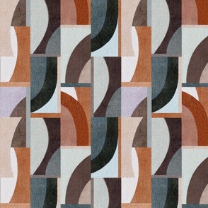 Modern Geometric  Abstract Blocks - Vibrant Orange & Grey, Medium Scale