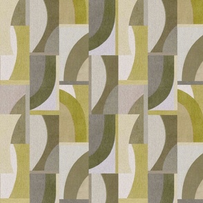 Modern Geometric Abstract Blocks - Green & Grey, Medium Scale