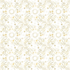 (S) Golden Glam Swirls & Flowers on White