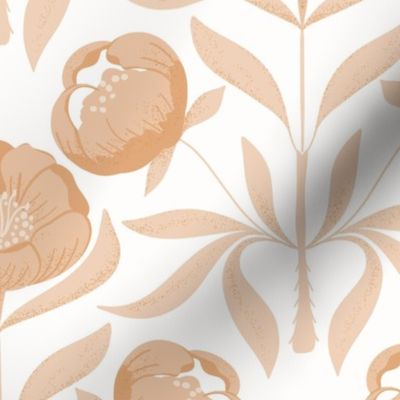 (M) Vintage Peonies  // Medium Scale // Historical Wallpaper // SKU 2405141485 E //  Beige