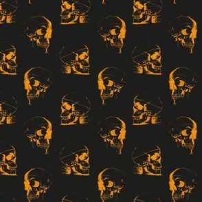 Black and Orange Halloween skulls pattern - Medum Scale