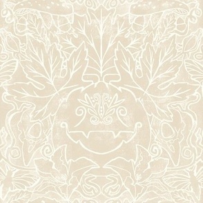  Cottagecore Block Print Crazy Pumpkins beige antique white