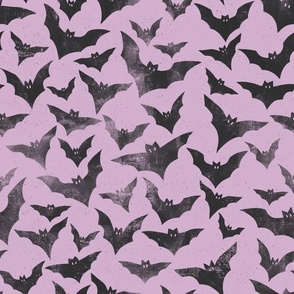 Rustic textured spackled Halloween bats lilac pastel black