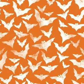 Rustic textured spackled Halloween bats orange white