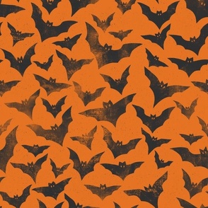 Rustic textured spackled Halloween bats orange black