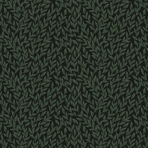 Leafy garden  - black,  forest green and dark green             // Small scale