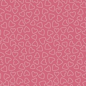 Ditsy Hearts - Mid Pink - Small Scale