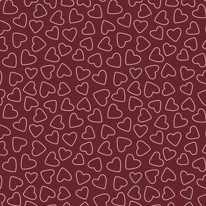 Ditsy Hearts - Burgundy - Small Scale