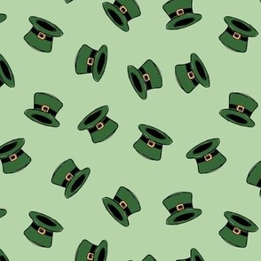 Freehand sketched leprechaun hats - Irish St Patrick's Day theme green on mint green