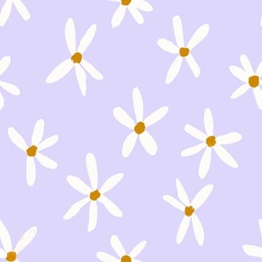 Daisy Garden 12in Daisies Print White, Pale Lavender Purple and Mustard Daisy Flowers Baby Spring