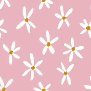 Daisy Garden 12in Daisies Print White, Mauve Pink and Mustard Daisy Flowers Baby Spring 