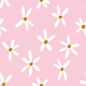 Daisy Garden 12in Daisies Print White, Pink and Mustard Daisy Flowers Baby Spring