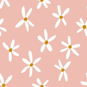 Daisy Garden 12in Daisies Print White, Muted Pink and Mustard Daisy Flowers Baby Spring 