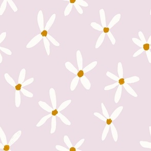 Daisy Garden 12in Daisies Print White, Light Purple and Mustard Daisy Flowers Baby Spring 