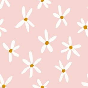 Daisy Garden 12in Daisies Print White, Light Pink and Mustard Daisy Flowers Baby Spring