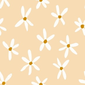 Daisy Garden 12in Daisies Print White, Wheat Yellow and Mustard Daisy Flowers Baby Spring 