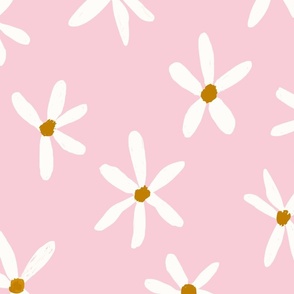Daisy Garden Daisies Print White, Pink and Mustard Daisy Flowers Baby Spring JUMBO SCALE