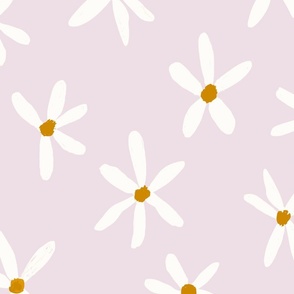 Daisy Garden Daisies Print White, Light Purple and Mustard Daisy Flowers Baby Spring JUMBO SCALE