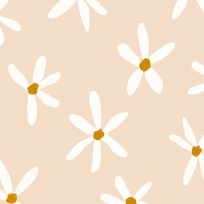 Daisy Garden Daisies Print White, Cream Yellow and Mustard Daisy Flowers Baby Spring JUMBO SCALE