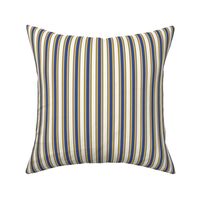 Historical French Provincial Farmhouse Vertical Stripes - Blue and gold