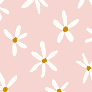 Daisy Garden Daisies Print White, Light Pink and Mustard Daisy Flowers Baby Spring JUMBO SCALE