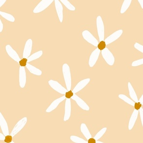 Daisy Garden Daisies Print White, Wheat Yellow and Mustard Daisy Flowers Baby Spring JUMBO SCALE
