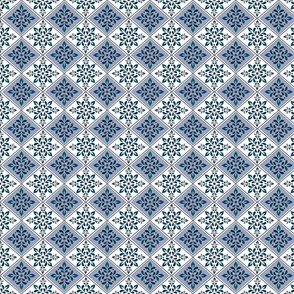 Antique Grace: Floral Damask Print (Blue) - medium 