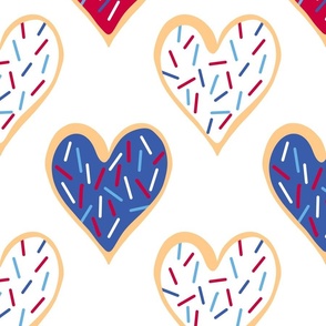 Fourth of July Heart Cookies (large) --- Red, White and Blue