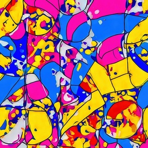 Pop Art Geometric Yellow Blue Pink Shapes