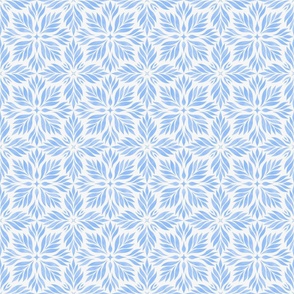 Blue Vintage Glamour Leaves | Textured Floral| White Background | Small Scale