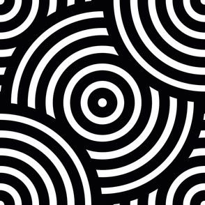 Retro vibes in bold black and white overlapping circles, vinyl album - medium