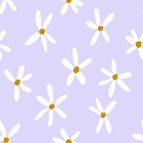 Daisy Garden 6in Daisies Print White, Pale Lavender Purple and Mustard Daisy Flowers Baby Spring JUMBO SCALE