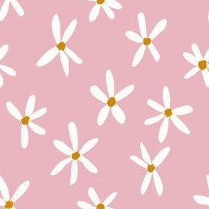 Daisy Garden 6in Daisies Print White, Mauve Pink and Mustard Daisy Flowers Baby Spring JUMBO SCALE