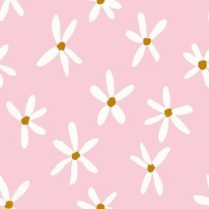 Daisy Garden 6in Daisies Print White, Pink and Mustard Daisy Flowers Baby Spring JUMBO SCALE
