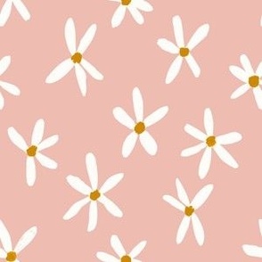 Daisy Garden 6in Daisies Print White, Muted Pink and Mustard Daisy Flowers Baby Spring JUMBO SCALE
