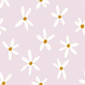 Daisy Garden 6in Daisies Print White, Light Purple and Mustard Daisy Flowers Baby Spring JUMBO SCALE