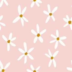 Daisy Garden 6in Daisies Print White, Light Pink and Mustard Daisy Flowers Baby Spring JUMBO SCALE