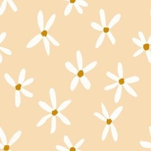 Daisy Garden 6in Daisies Print White, Wheat Yellow and Mustard Daisy Flowers Baby Spring JUMBO SCALE