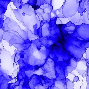 Alcohol Liquid Ink Swirls  in Royal Blue Porcelain Glaze