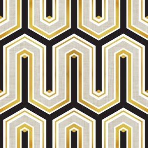 Normal scale // Geometric vintage // black white beige and gold texture deco inspiration wallpaper