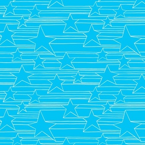 Stars and stripes - line drawing on a light blue background - middle scale 